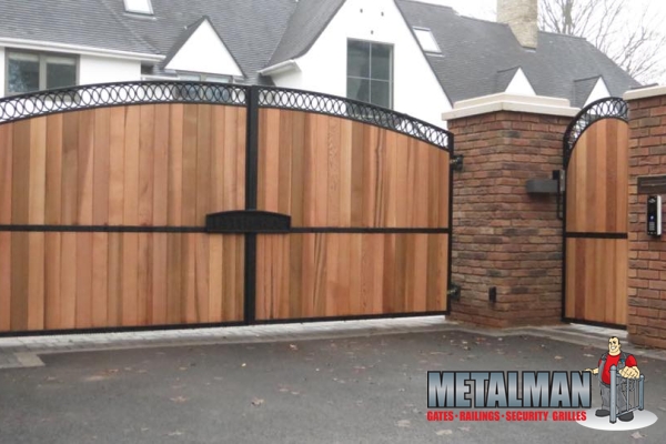 steel and cedar automated gates