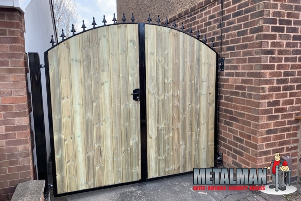 wood and steel double gates 